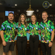 Load image into Gallery viewer, Green Splatter Funny Dragon 8 Ball Pool Billiard Shirts For Men Custom Cute Billiard Team Outfits NYN3301