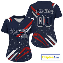 Load image into Gallery viewer, Custom American Flag Patriotic Baseball Shirt For Women Baseball Tournament Jerseys NYN1508