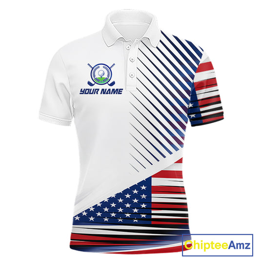 Patriotic Mens Golf Shirts Golf Clothing Custom American Flag Polo Shirt, Gifts For The Golfer NYN2932