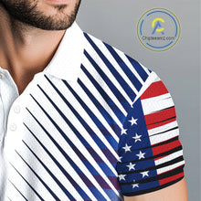 Load image into Gallery viewer, Patriotic Mens Golf Shirts Golf Clothing Custom American Flag Polo Shirt, Gifts For The Golfer NYN2932