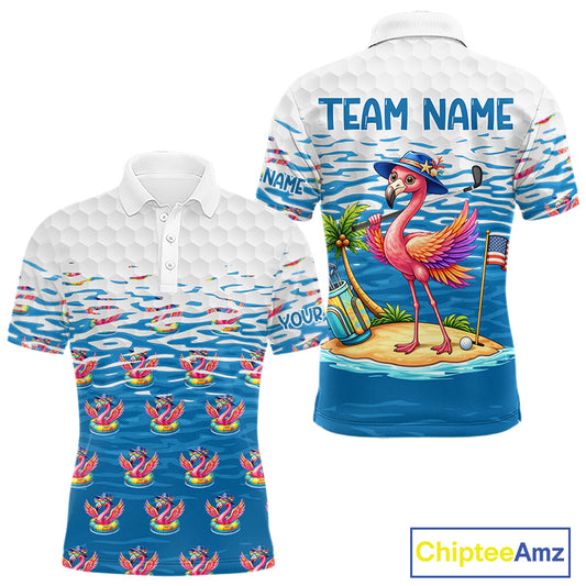 Flamingo Golf Clothing Waving Summer Golf Shirt Funny Custom Floral Golf Polo, Best Golf Gifts NYN2937