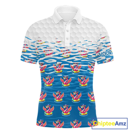 Flamingo Golf Clothing Waving Summer Golf Shirt Funny Custom Floral Golf Polo, Best Golf Gifts NYN2937