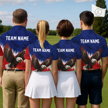 Load image into Gallery viewer, Red Blue American Flag Eagle Golf Polo Shirts For Men Custom Patriotic Golf Team Jersey NYN3330