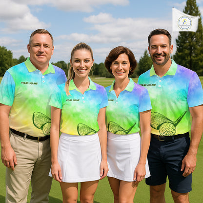 Tie Dye Golf Shirt Custom Rainbow Colorful Smoke Golf Clothing For Men Golf Team Outfits NYN3333