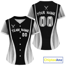 Load image into Gallery viewer, Custom Black And White Baseball Shirt For Women Baseball Tournament Shirt Jerseys NYN1519