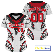 Load image into Gallery viewer, Custom Red And Grey Hexagon Baseball Shirt For Women Horror Baseball Tournament Jerseys NYN1520