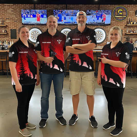 Personalized Wolf-Head Dart Arrows Red Dart Quarter-Zip Shirt For Men Dart Team Jerseys NYN2284