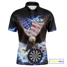 Load image into Gallery viewer, US Flag Smoke Eagle Lightning Dartboard Men Darts Shirt Personalized Patriotic Dart Polo Jerseys NYN2575