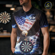 Load image into Gallery viewer, US Flag Smoke Eagle Lightning Dartboard Men Darts Shirt Personalized Patriotic Dart Polo Jerseys NYN2575