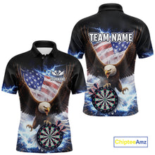 Load image into Gallery viewer, US Flag Smoke Eagle Lightning Dartboard Men Darts Shirt Personalized Patriotic Dart Polo Jerseys NYN2575