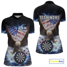 Load image into Gallery viewer, US Flag Smoke Eagle Lightning Dartboard Women Darts Shirt Personalized Patriotic Dart Quarter-Zip Jerseys NYN2575