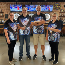 Load image into Gallery viewer, US Flag Smoke Eagle Lightning Dartboard Men Darts Shirt Personalized Patriotic Dart Polo Jerseys NYN2575