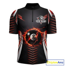 Load image into Gallery viewer, Personalized Red 8 Ball Pool Billiard Shirts For Men Custom Thunder Lightning Pool Team Attire NYN2940
