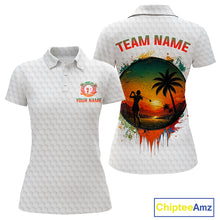 Load image into Gallery viewer, Tropical White Golf Ball Polo Golf Shirts For Women Custom Splatter Golf Team Attire For Golfers NYN3154