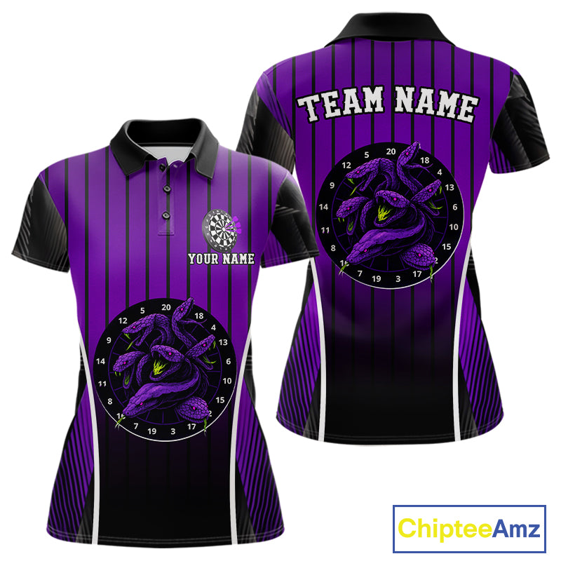 Custom Black And Purple Cobras Dartboard Dart Polo Shirt For Women Dart Team Jerseys NYN1534