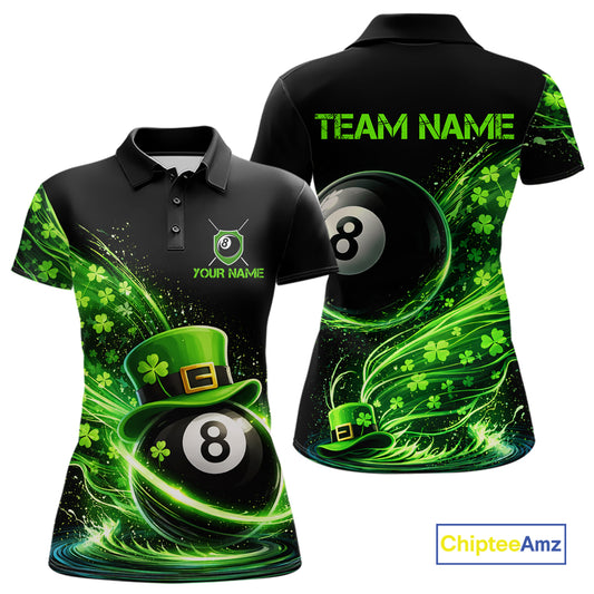 Funny Tornado Shamrock 8 Ball St Patrick's Day Women  Billiard Shirts Custom Pool Balls Billiard Attire NYN2742