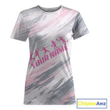 Load image into Gallery viewer, Custom Pink Grey Paint Pickleball Ball &amp; Paddle T-Shirt For Women Outfits Pickleball Jersey NYN2577