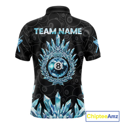 Blue Icy Cold Pool 8 Ball Billiard Polo & 1/4-Zip Shirt For Men Custom Ball Billiard Attire NYN2589