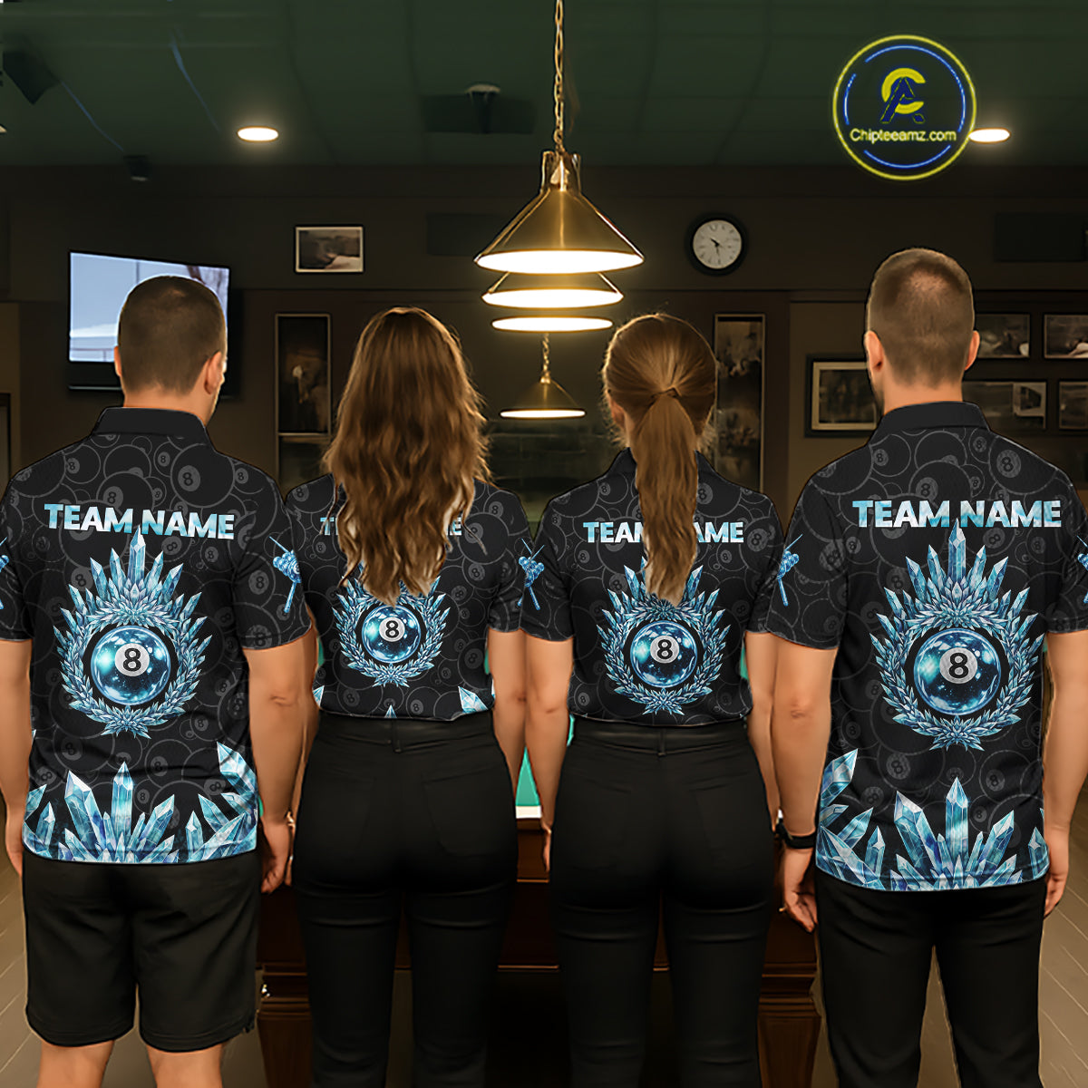Blue Icy Cold Pool 8 Ball Billiard Polo & 1/4-Zip Shirt For Women Custom Ball Billiard Attire NYN2589