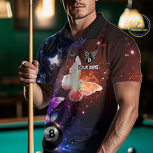 Load image into Gallery viewer, Multi-Color Butterfly 8 Ball Pool Polo &amp; 1/4 Zip Shirts For Men Custom Pool Billiard Team Jerseys NYN2972