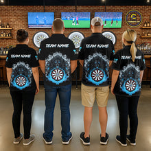 Load image into Gallery viewer, Grey And Blue Flames Wolf Custom Women's Funny Dart Quarter-Zip Shirts Team Dart League Jerseys NYN2079