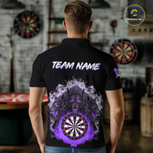 Load image into Gallery viewer, Grey And Purple Flames Wolf Custom Men's Funny Dart Polo Shirts Team Dart League Jerseys NYN2080