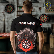 Load image into Gallery viewer, Grey And Red Flames Wolf Custom Men's Funny Dart Polo Shirts Team Dart League Jerseys NYN2081