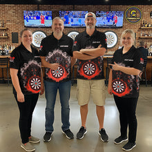 Load image into Gallery viewer, Grey And Red Flames Wolf Custom Men's Funny Dart Polo Shirts Team Dart League Jerseys NYN2081