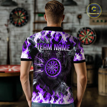 Load image into Gallery viewer, Purple Flaming Tiger Men Dart Polo Shirts Personalized Name &amp; Team Fire Flame Dart Jerseys NYN2101