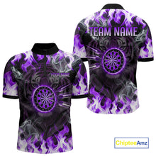 Load image into Gallery viewer, Purple Flaming Tiger Men Dart 1/4-Zip Shirts Personalized Name &amp; Team Fire Flame Dart Jerseys NYN2101