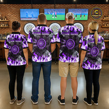 Load image into Gallery viewer, Purple Flaming Tiger Men Dart Polo Shirts Personalized Name &amp; Team Fire Flame Dart Jerseys NYN2101