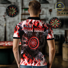 Load image into Gallery viewer, Red Flaming Tiger Men Dart Polo Shirts Personalized Name &amp; Team Fire Flame Dart Jerseys NYN2102
