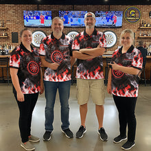 Load image into Gallery viewer, Red Flaming Tiger Men Dart Polo Shirts Personalized Name &amp; Team Fire Flame Dart Jerseys NYN2102