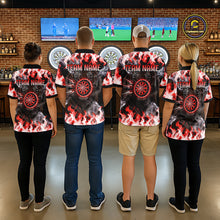 Load image into Gallery viewer, Red Flaming Tiger Men Dart Polo Shirts Personalized Name &amp; Team Fire Flame Dart Jerseys NYN2102