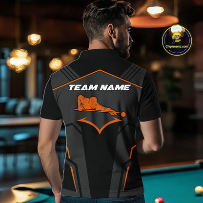 Custom 8 Ball Pool Team Shirts Men's Billiard Attire Personalized Billiard Ballls Gifts|Orange NYN2395
