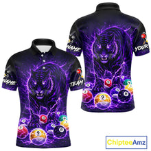 Load image into Gallery viewer, Thunder Purple Horror Tiger Pool Ball Billiard Shirt For Men Custom 8 Ball Billiard Team Attire NYN2629