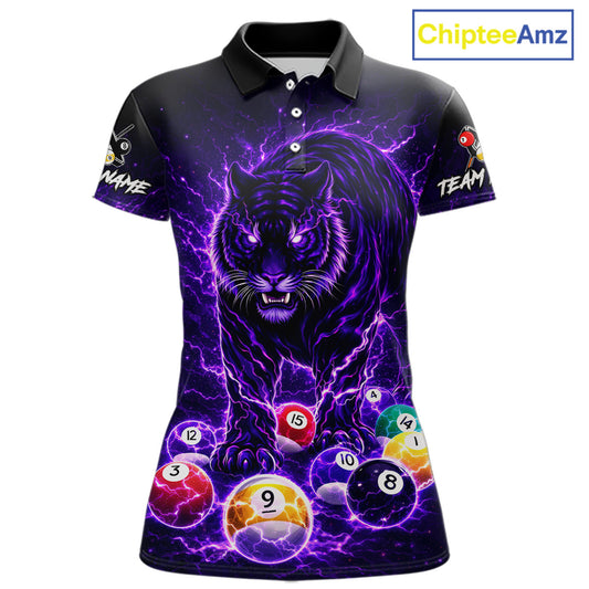 Thunder Purple Horror Tiger Pool Ball Billiard Shirt For Women Custom 8 Ball Billiard Team Attire NYN2629