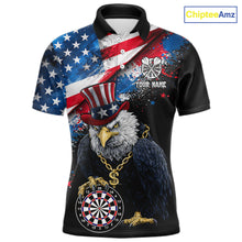 Load image into Gallery viewer, Personalized American Flag Splatter Eagle Dart Shirts For Men Patriotic Dart Polo &amp; 1/4-Zip Jersey NYN2777