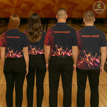 Load image into Gallery viewer, Bowling team wearing matching fire flame jerseys during championship play, representing unity, teamwork, passion and championship excellence.