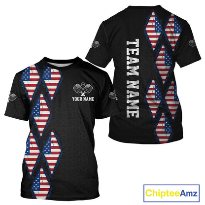 Custom USA Flag Pickleball Ball Jerseys For Men Patriotic Pickleball Paddle League Shirts NYN2133