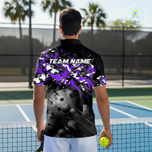 Load image into Gallery viewer, Custom Black &amp; Purple Camo Men Pickleball League Jerseys Grunge Pickleball Paddle Shirts NYN2137
