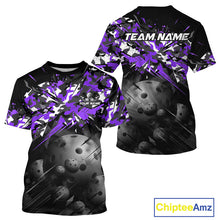 Load image into Gallery viewer, Custom Black &amp; Purple Camo Men Pickleball League Jerseys Grunge Pickleball Paddle Shirts NYN2137