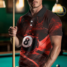 Load image into Gallery viewer, Smoke Cracked Billiard 8 Ball Pool Shirt For Men Custom Billiard Polo &amp; 1/4 Zip Team Attire | Red NYN3422