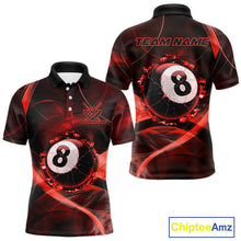 Load image into Gallery viewer, Red Smoke Cracked 8 Ball Pool Shirt For Men Custom Billiard Polo Quarter Zip Team Jersey