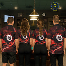 Load image into Gallery viewer, Smoke Cracked Billiard 8 Ball Pool Shirt For Men Custom Billiard Polo &amp; 1/4 Zip Team Attire | Red NYN3422
