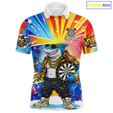 Load image into Gallery viewer, Funny Rich Cool Shark Hold Dartboard Men Darts Polo Shirt Custom Pop Art Dart League Shirt NYN2646