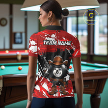 Load image into Gallery viewer, Funny Billiard 8 Ball Cowboy Gun Shirt For Women Custom Grunge Billiard Team Attire | Red NYN3435