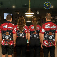 Load image into Gallery viewer, Funny Billiard 8 Ball Cowboy Gun Shirt For Men Custom Grunge Billiard Team Attire | Red NYN3435