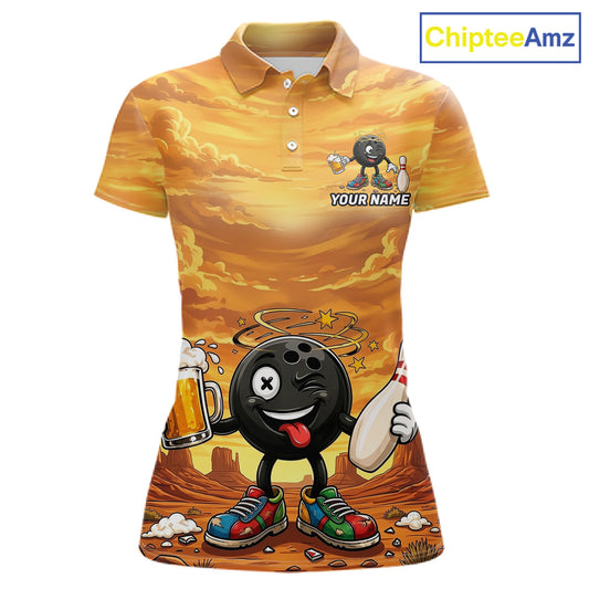 Funny beer bowling ball shirt for women custom bowling polo jersey