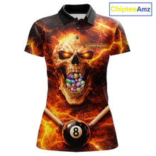 Load image into Gallery viewer, Thunder Red Skull Billiard 8 Ball &amp; Sticks Billiard Shirt For Women Personalized Billiard Ball Shirts NYN2655